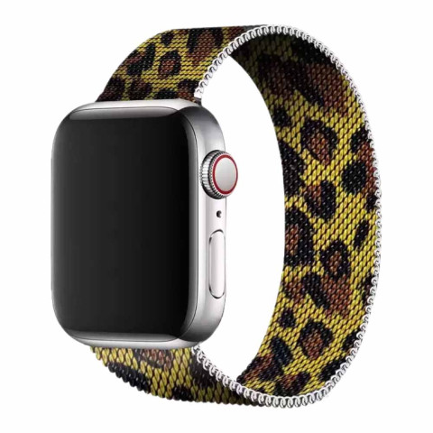 Ремешок для Apple watch 38/40/41mm Milanese Loop Band Brown Leopard